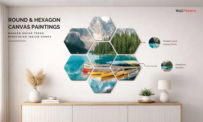 Round & Hexagon Canvas Paintings A Modern Décor Trend Redefining Indian Homes-WallMantra