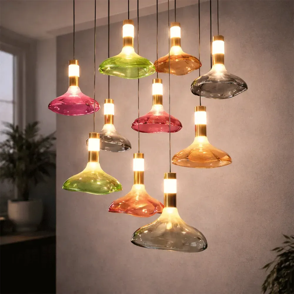 WallMantra Aurora Melt Glass Cluster Chandelier – Premium Designer Light