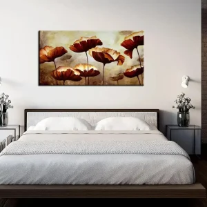 Abstract brown flowers canvas painting