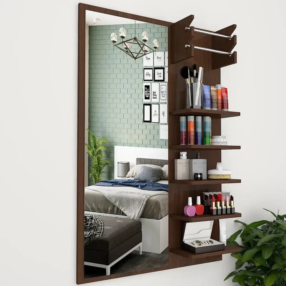 Walnut Finish Dressing Mirror