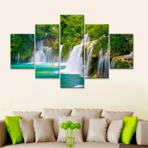 Waterfall jungle nature scenery canvas painting