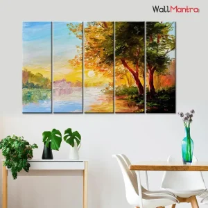 Sunrise scenery wall painting for home