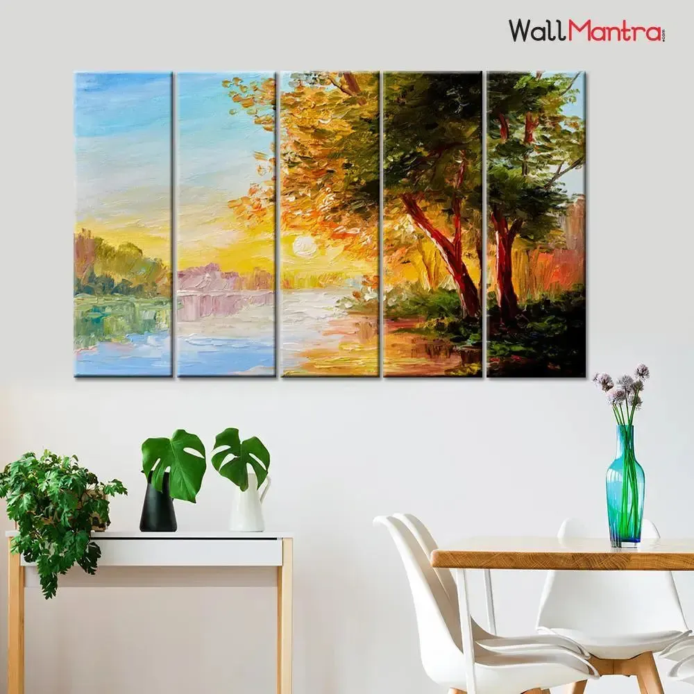 Sunrise scenery wall painting for home