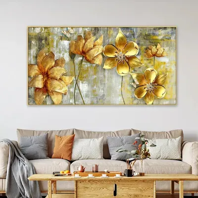 wallmantra-golden-flowers-big-panoramic-canvas-wall-painting
