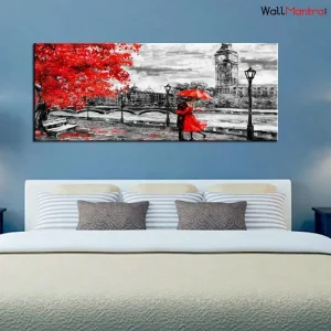 romantic couple wall painting for bedroom