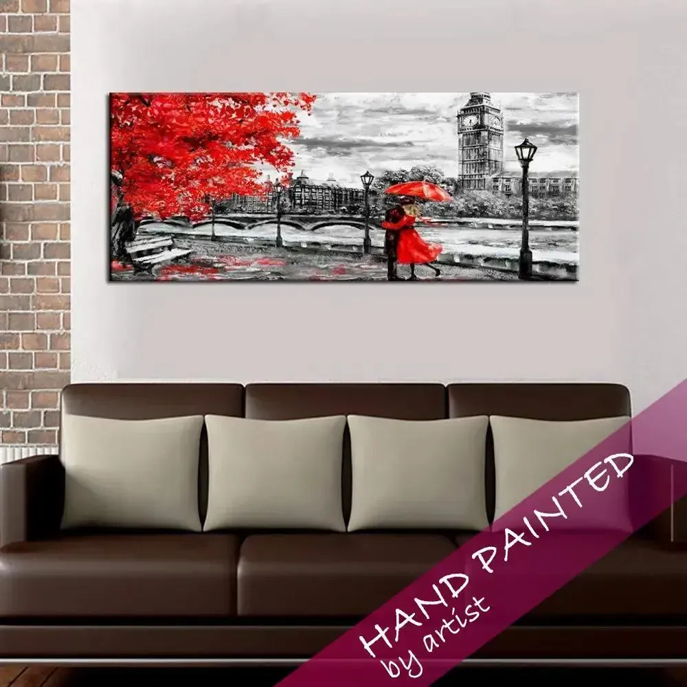 Hand Painted Romantic Love Couple Canvas Wall Hanging