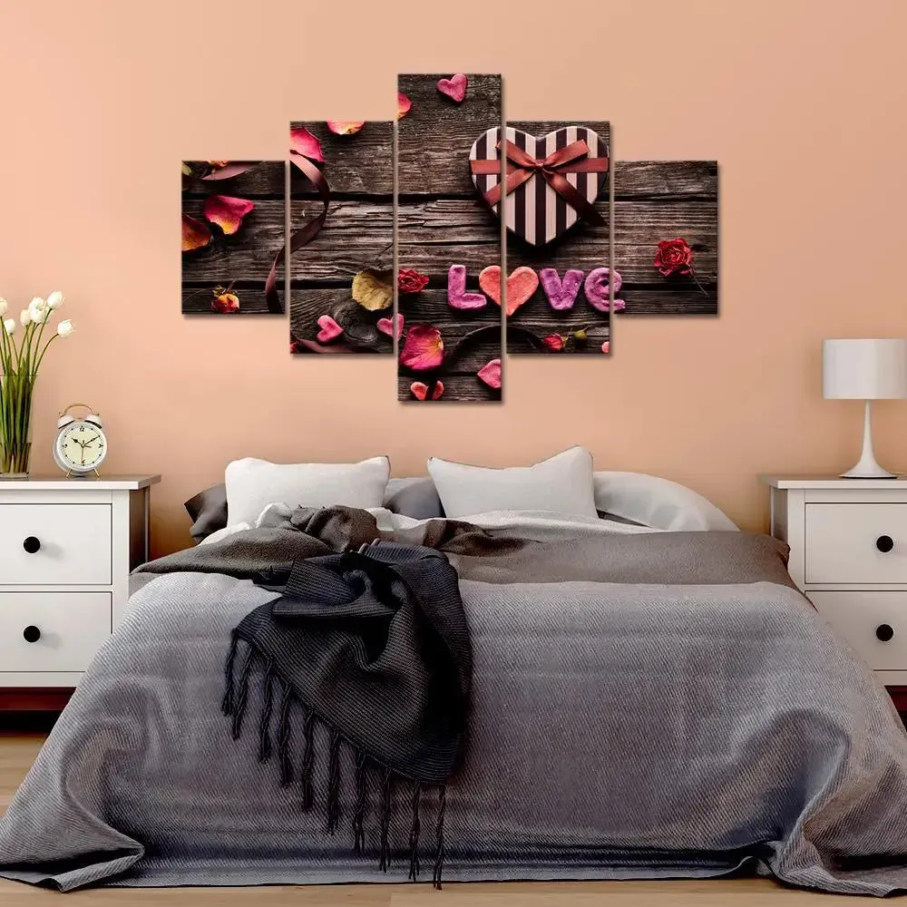 5 piece love canvas wall painting