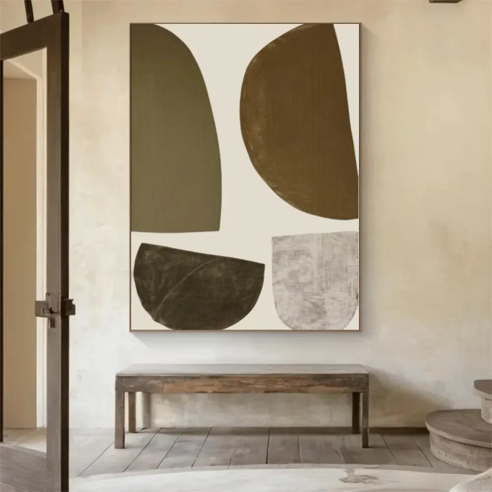 WallMantra Muted Horizon Forms Handmade Painting With Frame