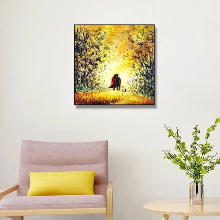 romantic couple wall painting for bedroom
