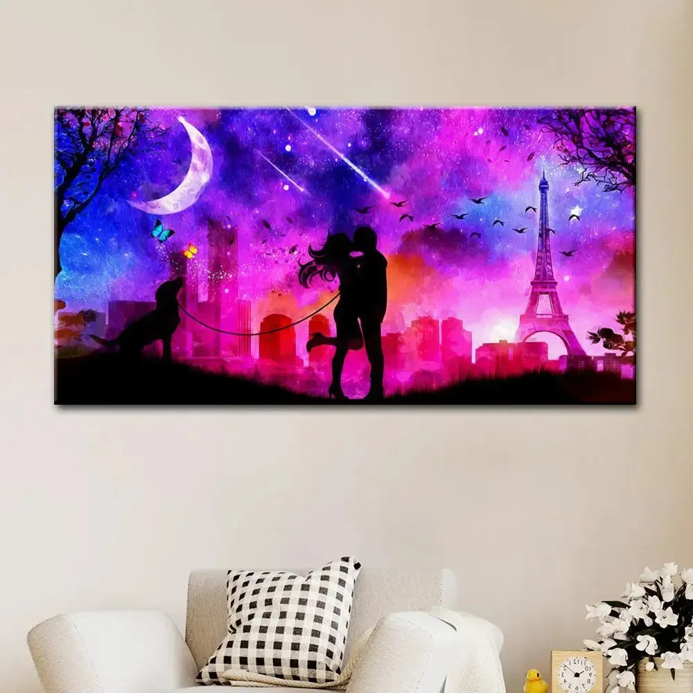 couple wall painting for bedroom decor