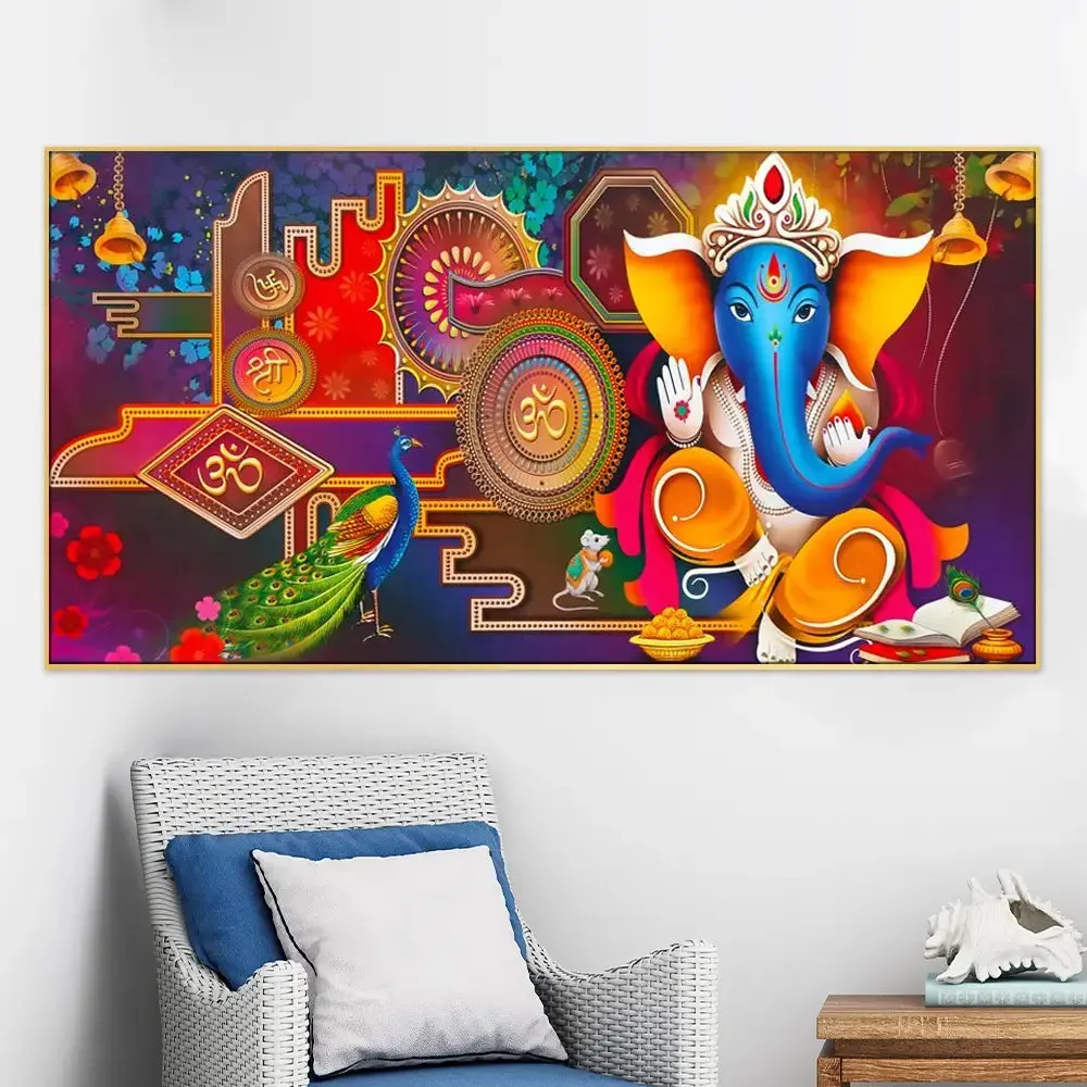 Spiritual Series Lord Ganesha Calm and Relaxing Canvas Wall Painting With Frame