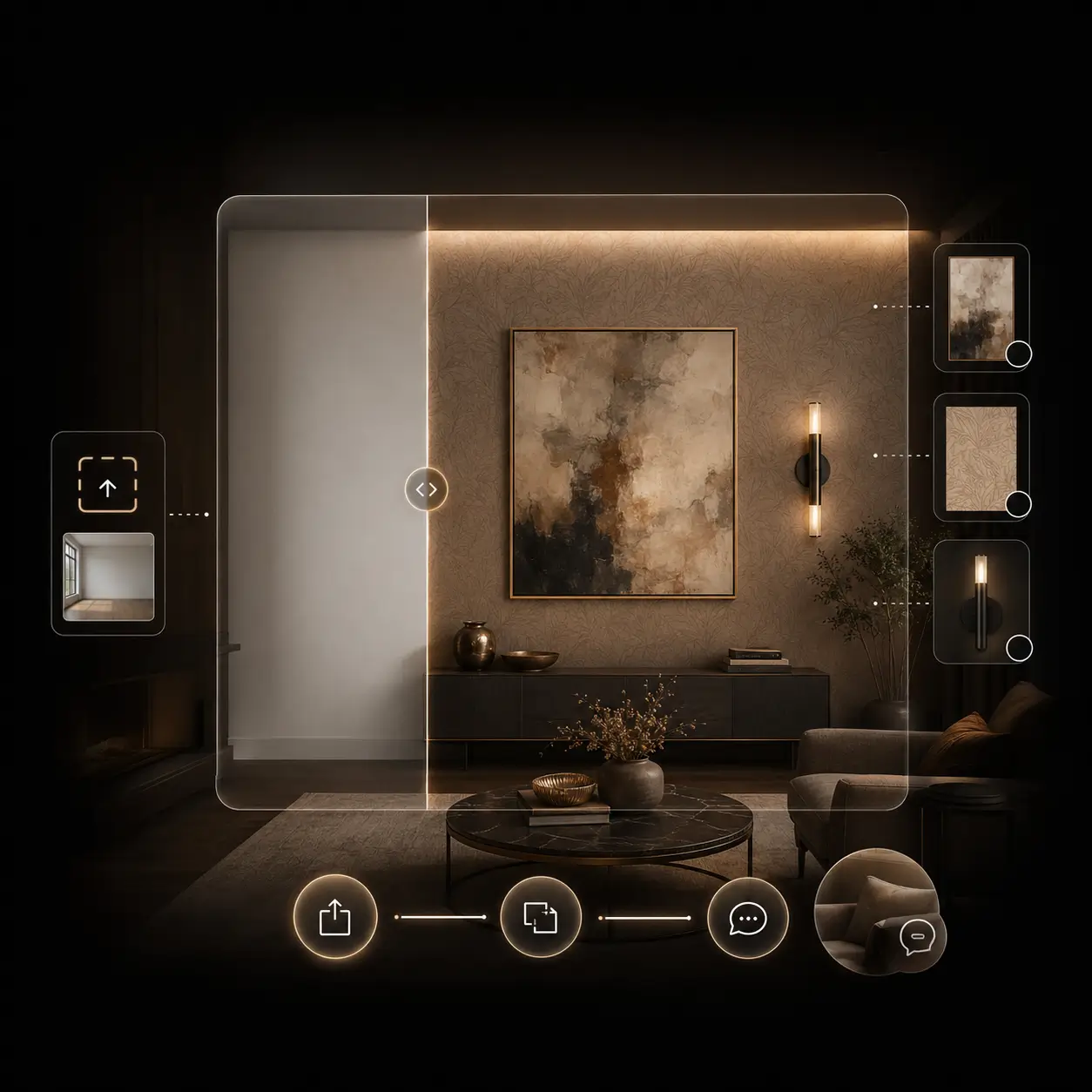 AI/AR Preview of paintings on wall