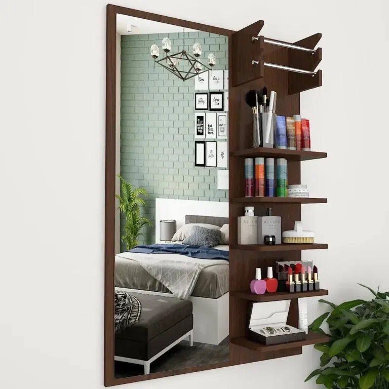 Walnut Finish Dressing Mirror
