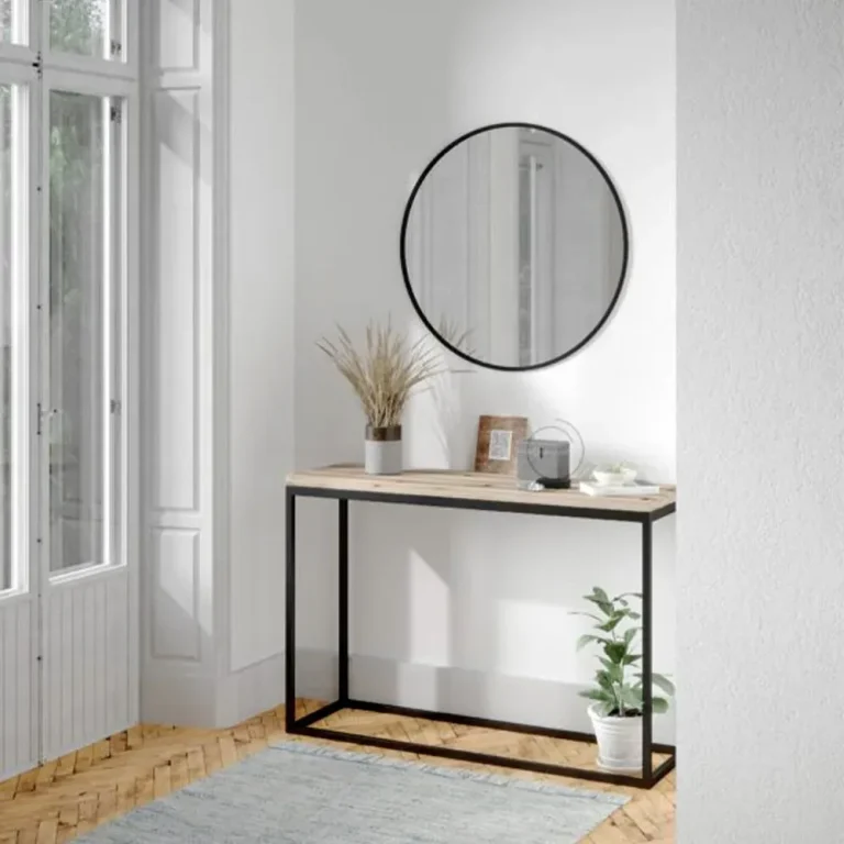 Round Wall Mirror with Black Frame